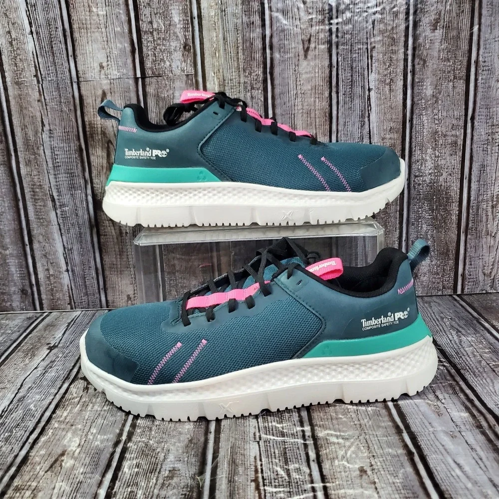 Timberland PRO Womem's Setra Composite Safety Toe Work Shoes Teal Pink Size 9